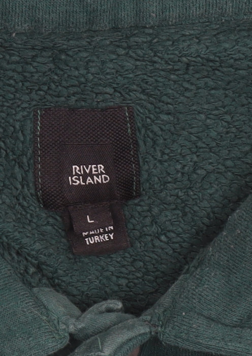 Mens UK Size L River Island Green Henley Sweatshirt