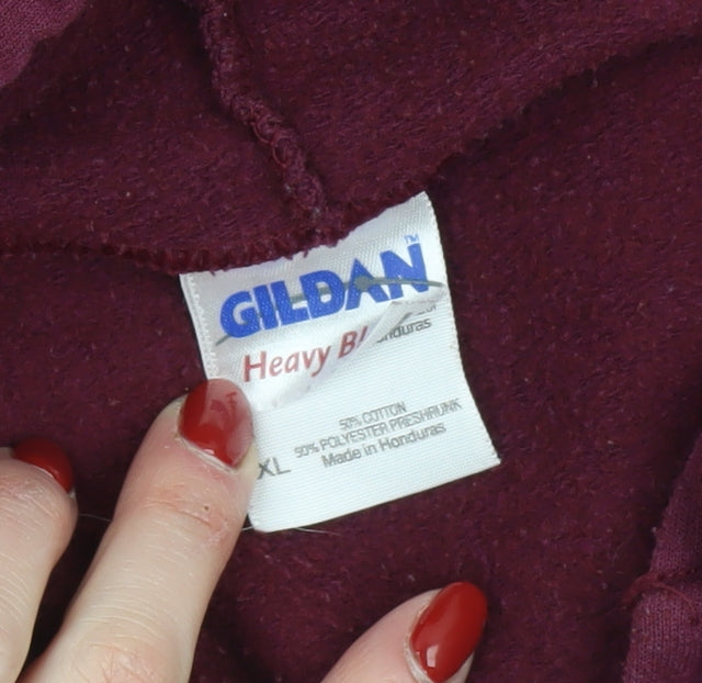 Womens UK Size XL Gildan Red Full Zip Hoodie