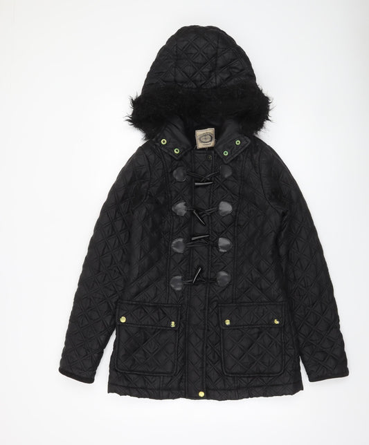 Womens UK Size 8 New Look Black Quilted Coat