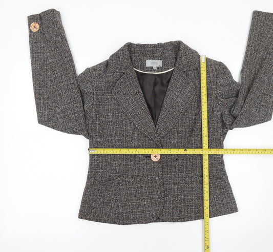 Marks and Spencer Womens Black Tweed One-Button Blazer Size 14