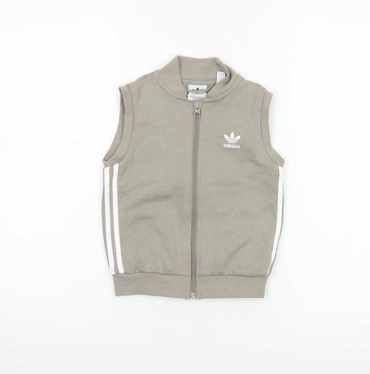 Additional front view of Adidas boys’ green sleeveless track jacket 2-3 years full zip lightweight