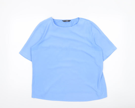 Dunnes Women Light Blue Short Sleeve Polyester Blouse M