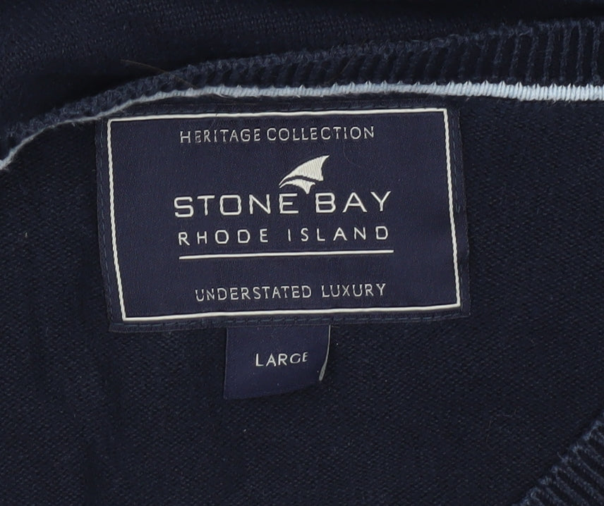 Mens UK Size L Stone Bay Blue Pullover Jumper