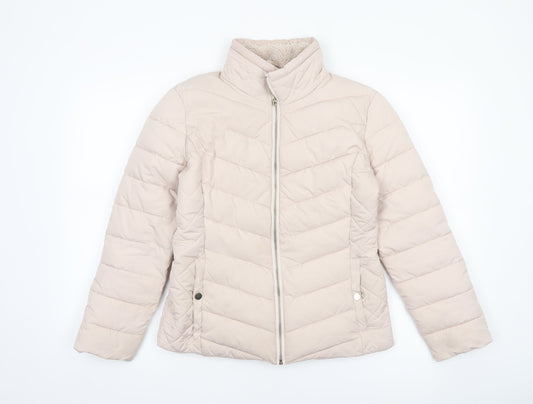 Womens UK Size 8 Miss Selfridge Beige Puffer Jacket