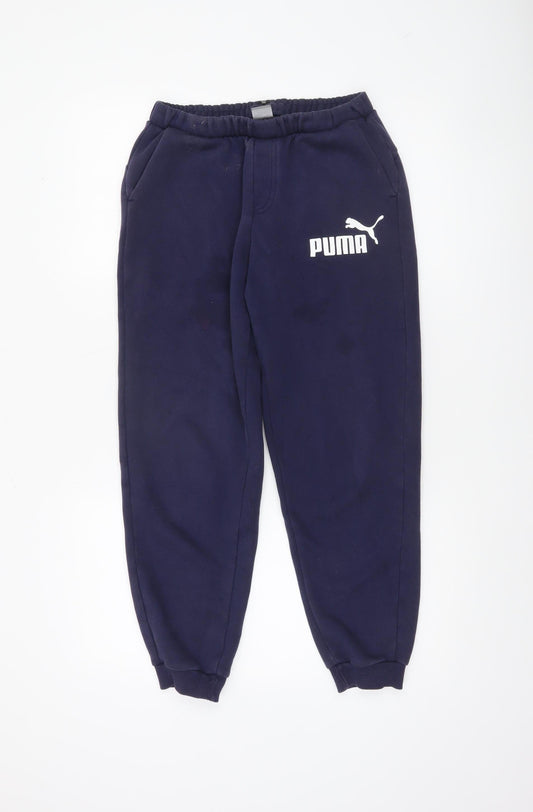 Boys UK Size 13-14 Years PUMA Regular Fit Jogger Blue Trousers