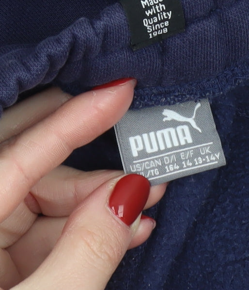 Boys UK Size 13-14 Years PUMA Regular Fit Jogger Blue Trousers