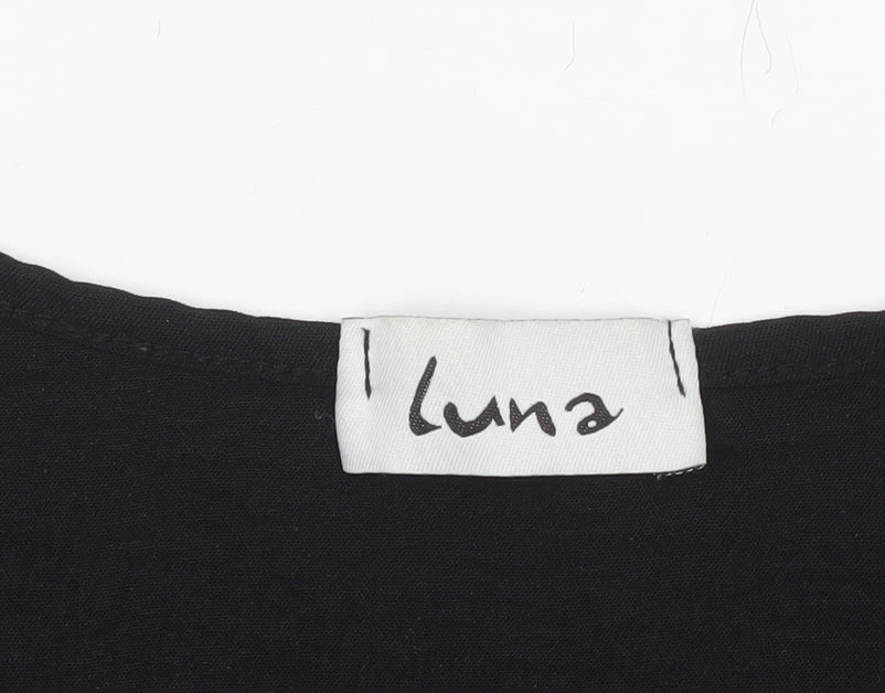 Womens UK Size M LUNA Black Basic Blouse