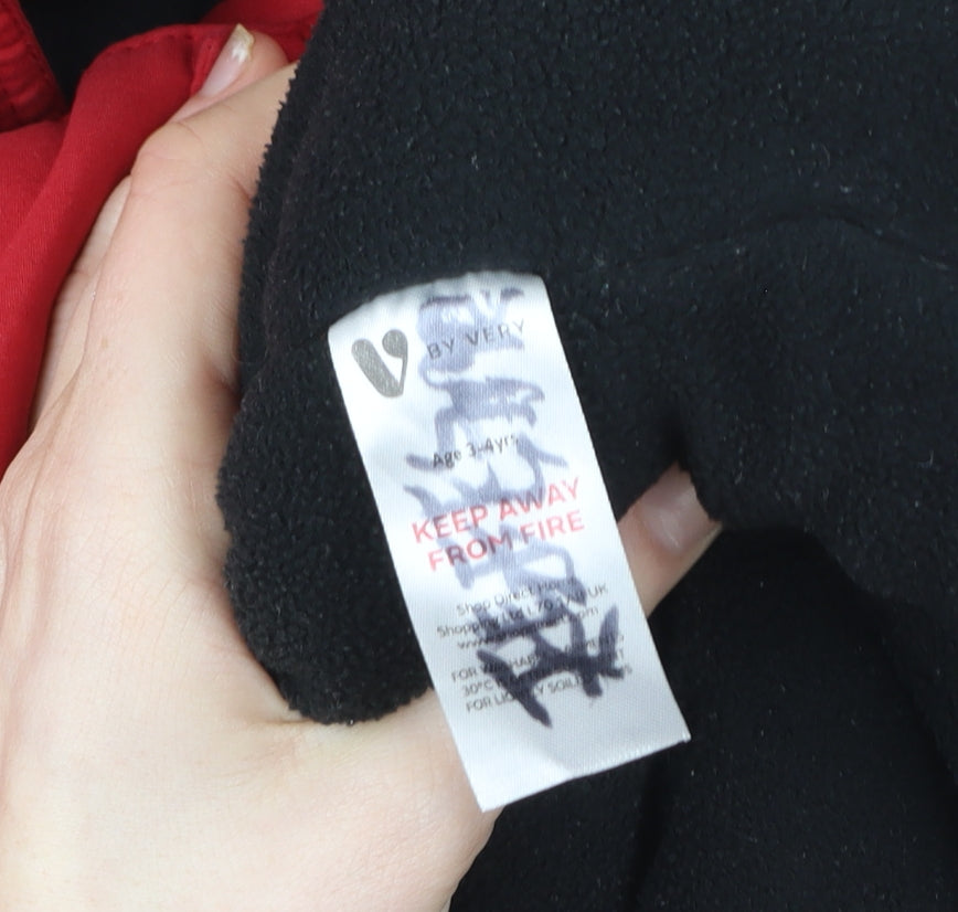 Additional view of Very boys’ red faux fur trim hooded winter parka coat 3-4 years