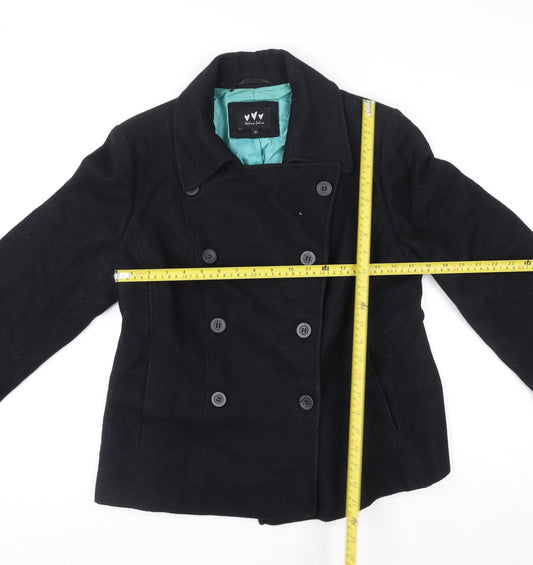 Marks and Spencer Per Una Black Wool Blend Double-Breasted Jacket Size 16