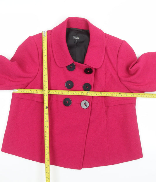Marks and Spencer Women’s Pink Double-Breasted Petite Blazer UK 14