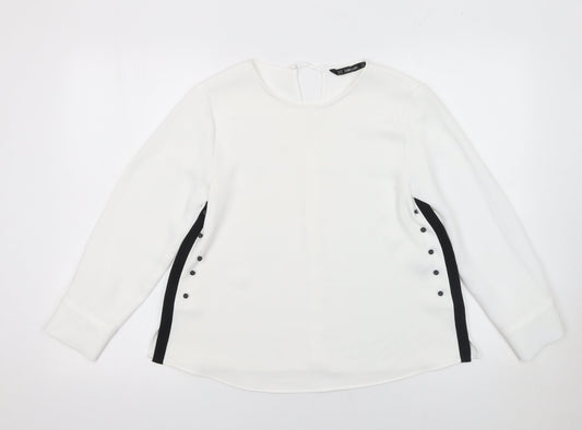 Womens UK Size XS Zara Basic White Basic Blouse