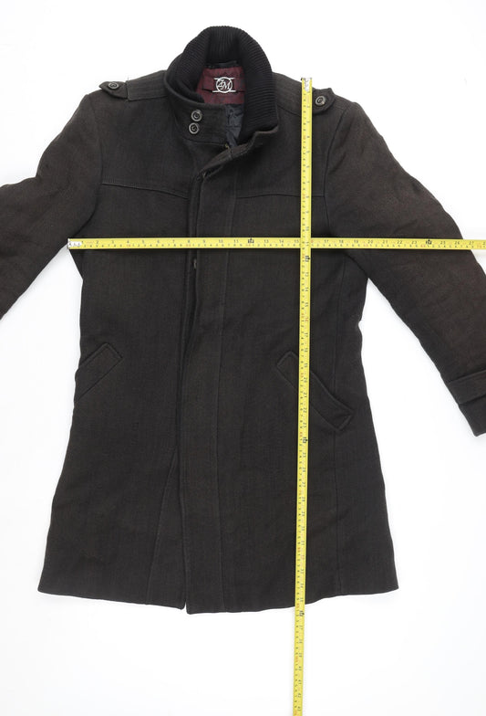 Mens UK Size L Zara Man Black Overcoat