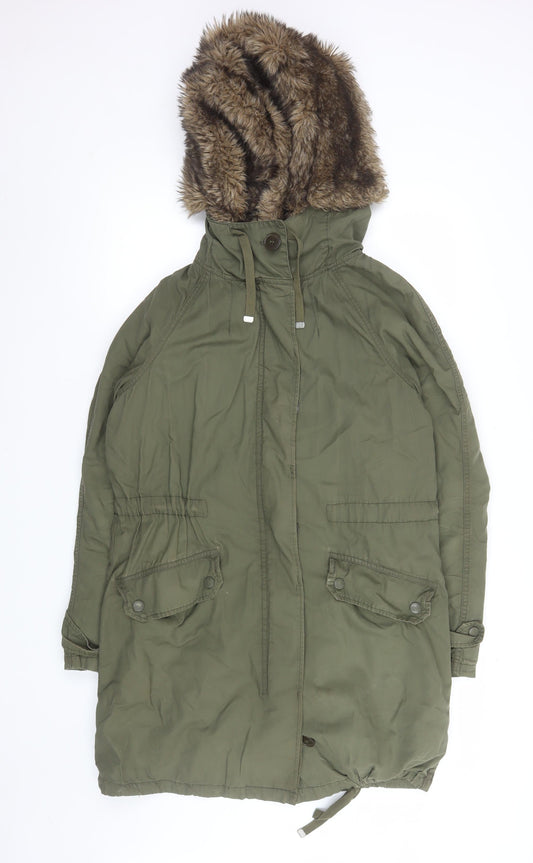 Womens UK Size 6 Topshop Green Parka Coat
