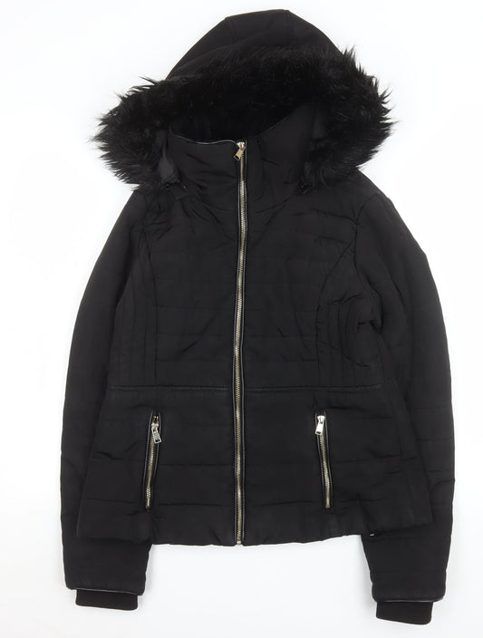 Womens UK Size 12 F&F Black Puffer Jacket