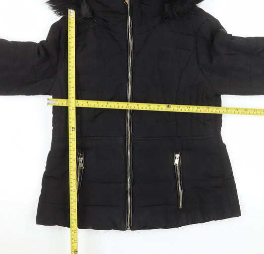 Womens UK Size 12 F&F Black Puffer Jacket
