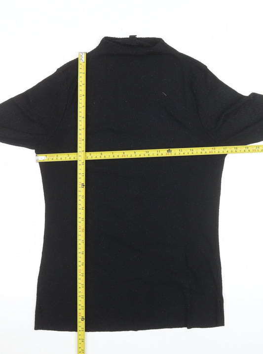 Womens UK Size 14 River Island Black Basic T-Shirt