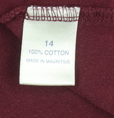 Womens UK Size 14 Debenhams Red Basic T-Shirt