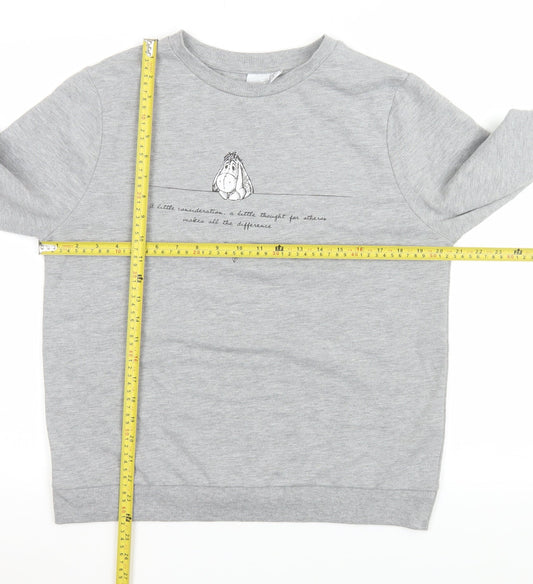 Womens UK Size S Disney Grey Basic T-Shirt