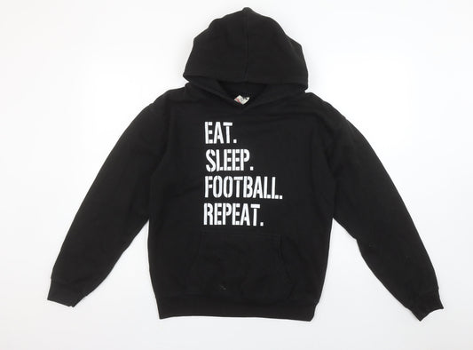Boys UK Size 12-13 Years Club Classic Black Pullover Hoodie