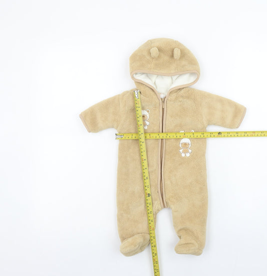 Absorba Unisex Baby Beige Hooded Fleece Snowsuit 3-6 Months with Ears