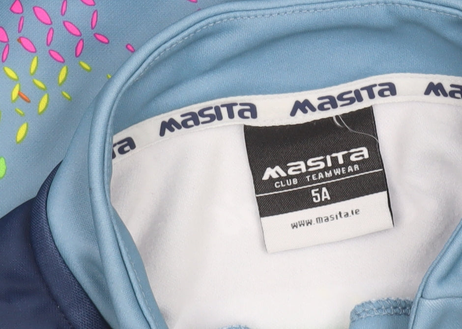 Additional view of Masita boys’ blue 1/4 zip long sleeve sports top 5 years