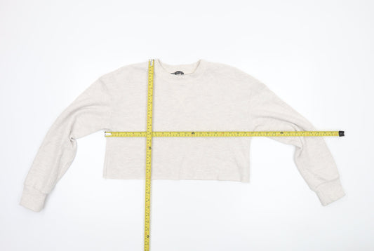 Womens UK Size S Zara Beige Cropped T-Shirt