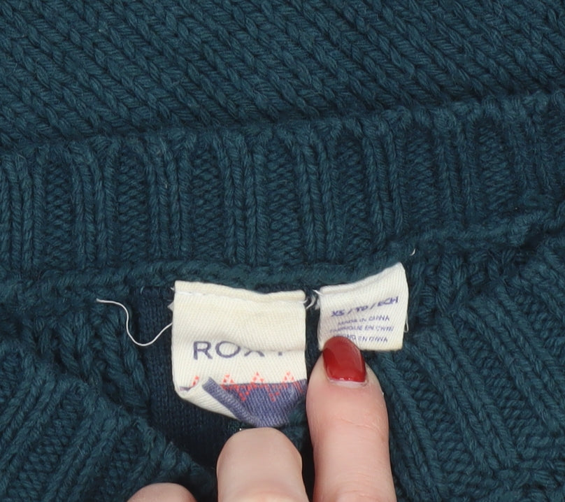 Womens UK Size XS ROXY Green Full Zip Jumper