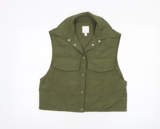 Womens UK Size XS H&M Green Quilted Coat