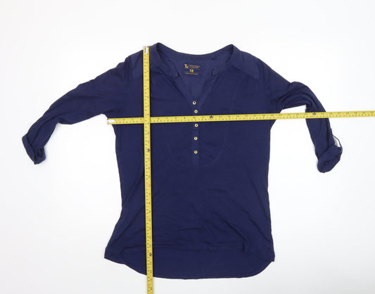 Tu Women's Blue 3/4 Sleeve Tunic Blouse Size 10