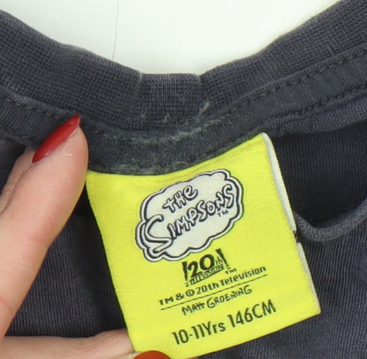 Girls UK Size 10-11 Years The Simpsons Black Pullover T-Shirt