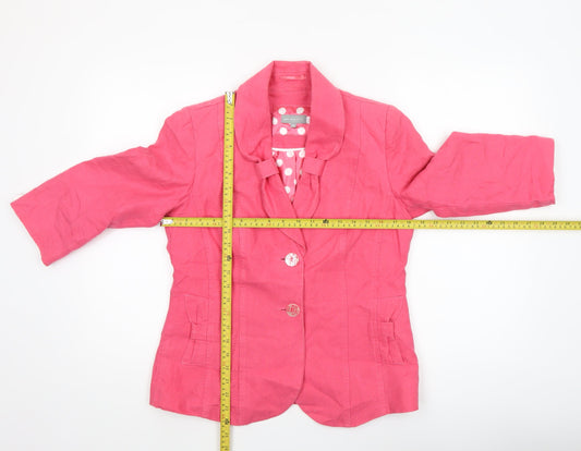 Marks and Spencer Per Una Pink Linen Blazer Women Size 12 3/4 Sleeve