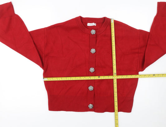 Womens UK Size M Gallery Red Cardigan Jumper
