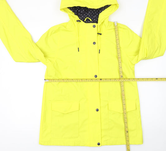 Tu Women Yellow Waterproof Hooded Rain Coat Jacket Size 10