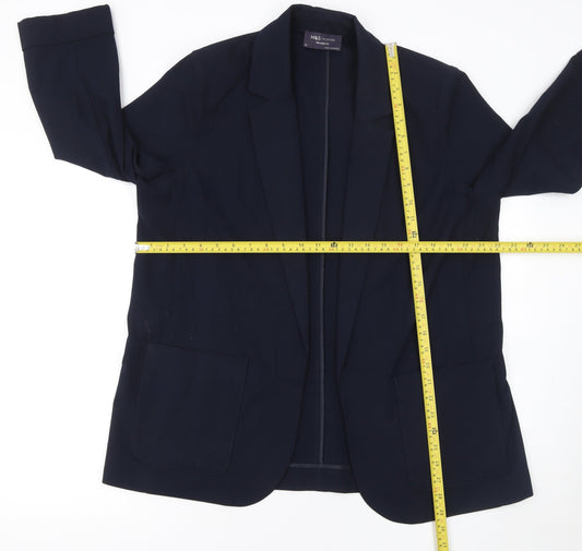 Marks and Spencer Womens Blue Size 16 Regular Fit Single-Breasted Blazer