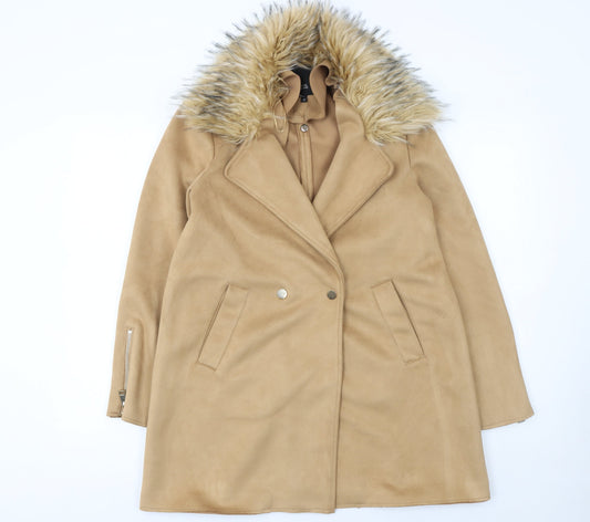 Womens UK Size 10 River Island Beige Overcoat