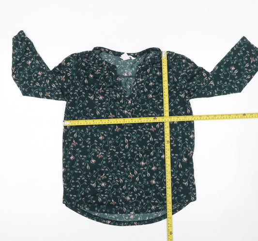 Womens UK Size XS H&M Green Tunic Blouse