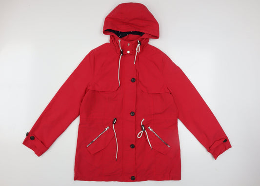 George Womens Red Hooded Parka Jacket Size 12 Cotton Blend