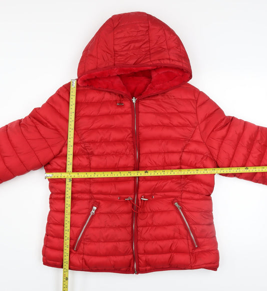 Womens UK Size L Aleco Moda Red Puffer Jacket