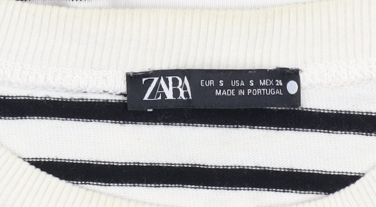 Womens UK Size S Zara Black Basic T-Shirt