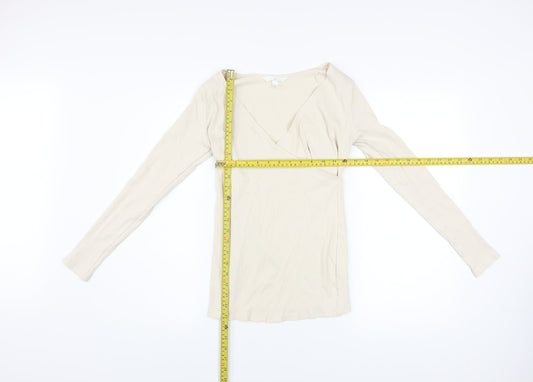 Womens UK Size S H&M Beige Wrap Blouse
