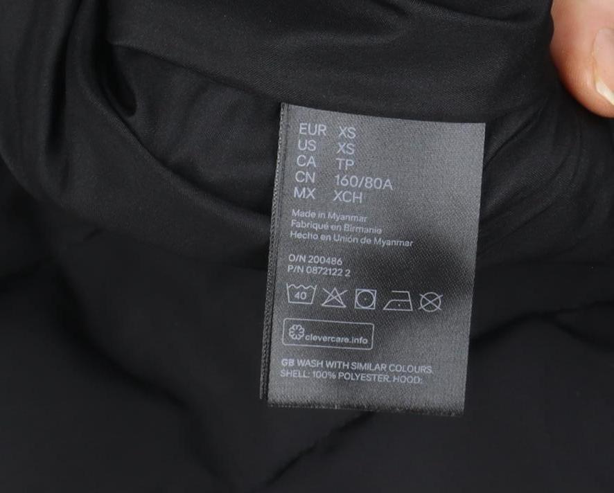 Womens UK Size XS H&M Black Puffer Jacket