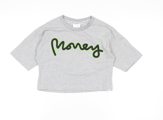 Boys UK Size 11-12 Years Money Grey Basic T-Shirt