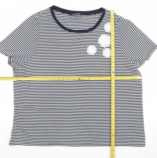 Womens UK Size 24 Bonmarché Blue Basic T-Shirt