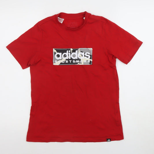 Boys UK Size 11-12 Years adidas Red Basic T-Shirt