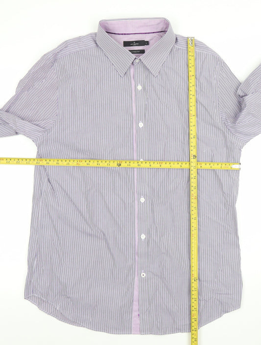 Mens UK Collar Size L Jeff Banks Smart Purple Dress Shirt