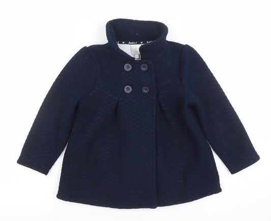 Jasper Conran Junior Girls Blue Pea Coat 4-5 Years Double Breasted Winter Jacket