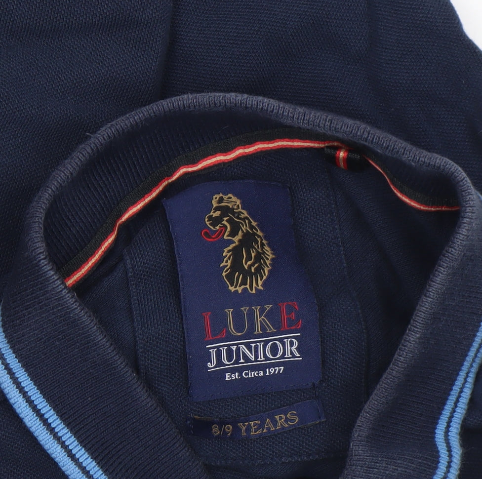 Additional view of Luke Junior boys’ blue 8-9 years polo shirt cotton short sleeve