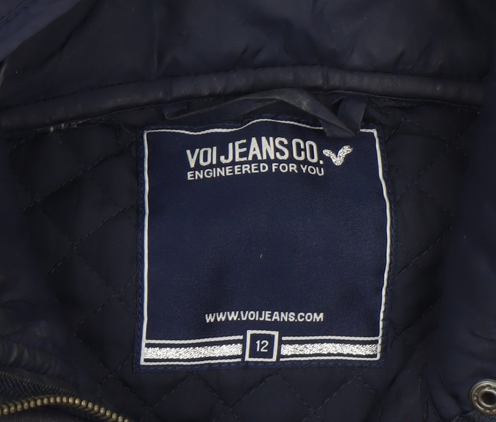 Womens UK Size 12 Voi Jeans Co. Blue Quilted Coat
