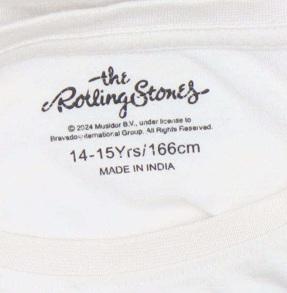 Girls UK Size 14-15 Years The Rolling Stones White Graphic Print T-Shirt