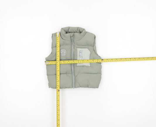 George Baby Unisex Green Puffer Gilet 3-6 Months Polyester Lined Zip Vest